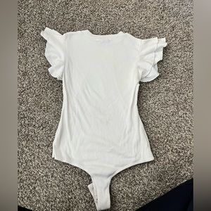 Women’s White Saints Ruffle-Sleeve White Bodysuit size Small